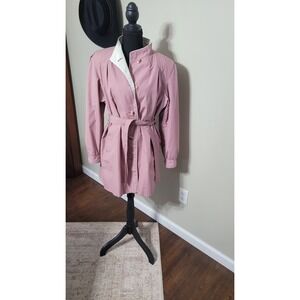 Vintage Ms. Freddie Belted Pleated Trench coat In Pink And Cream